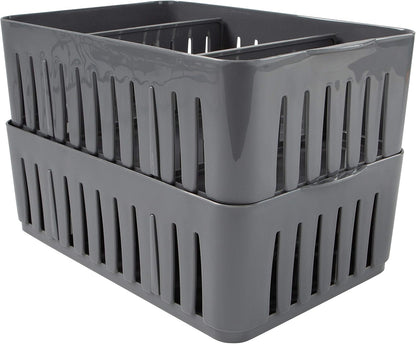 Simplify 3 Compartment Stackable Bin with Adjustable Dividers, Drawer Organizer, Storage Basket for Office, Desk