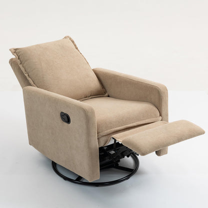 ERYE Modern Manual Reclining Chair Lovely Swivel Glider Rocker Chair for Living Room Bedroom Studio, Manual Recliner Armchair 360° Swivel Boucle Upholstered Nursery Armchair