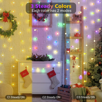 16.5ft 50LED OMIKA Christmas String Lights Battery Operated with Remote Warm White Multicolor Fairy Light Indoor