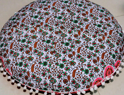 22 Inch 22", CRAFT KALA Meditation Floor Pillow Cover Round Pillow Seating Hippie Decorative Adults Bohemian Mandala