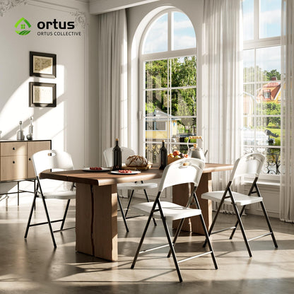 Ortus Collective Folding Chairs, 600lbs Capacity, Heavy-Duty Commercial Stackable Plastic Foldable Chairs for Indoor/Outside, Office, Kitchen, Party, Patio(White, 20 Pack)