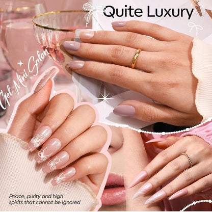 Modelones Gel Nail Polish Kit with UV Light, Milky White Nude Glitter Pink Red Gold Fall Metallic Manicure Set with Base Top Coat Star Stickers 4 Colors Gel Mini Salon Nail Art Gift for Women Girl