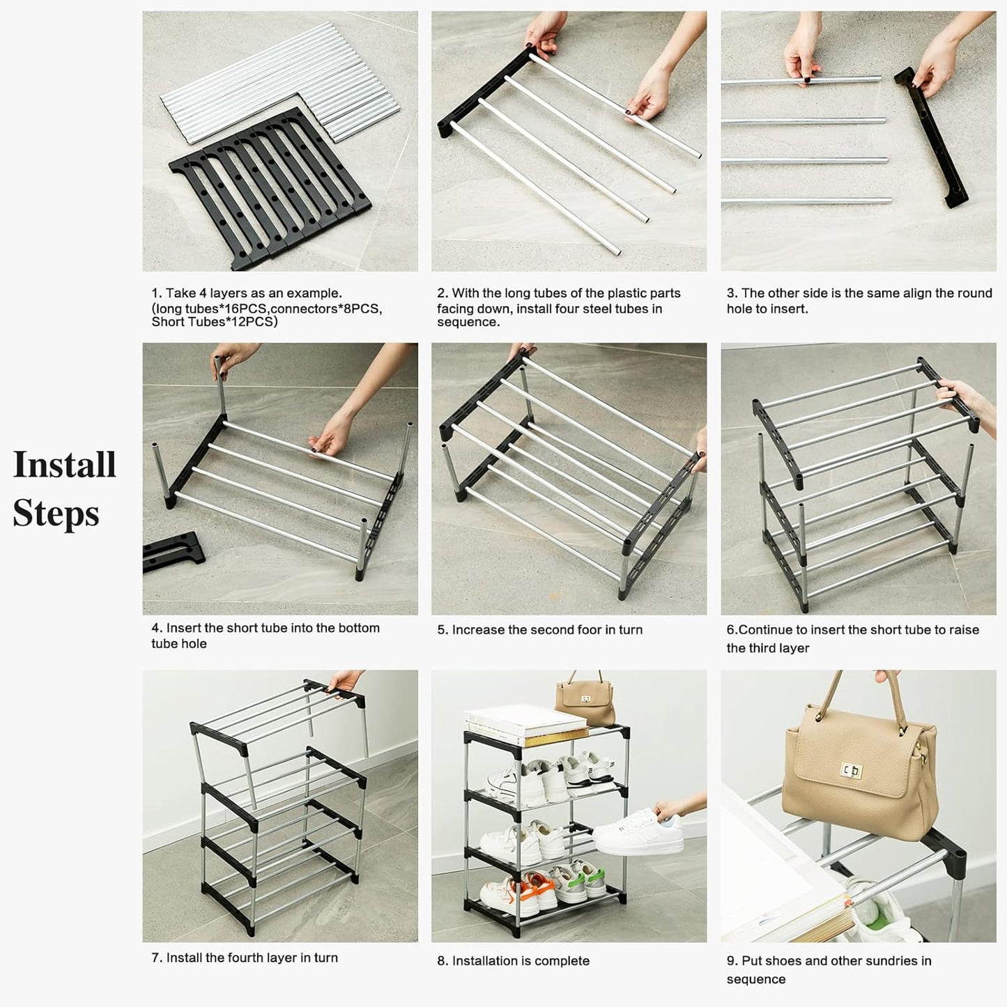 OLYREO Closet 3 Closet Stackable Small Shoe Rack for Tier, Sturdy Shoe Rack Organizer for Front Door Entrance