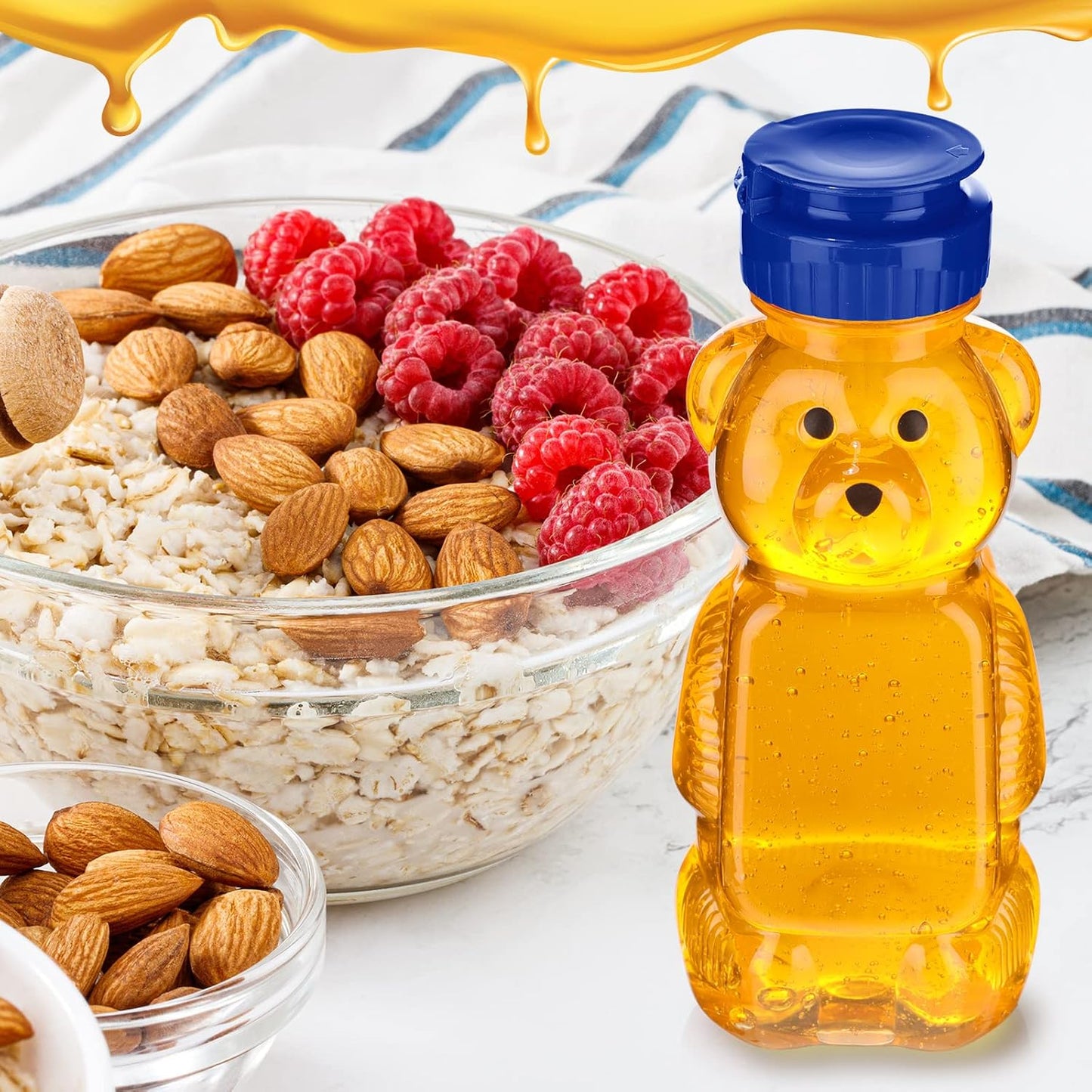 36 8 oz Thenshop Pcs Honey Jar Plastic Empty Bear Bottle Dispenser Clear Transparent Honey Containers Bear Cup Squeeze