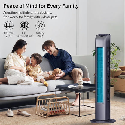 Uthfy Bladeless Tower Fan - 120° Oscillating with Remote Control, 3 Modes & 7.5H Timer | 30 Inch, Black