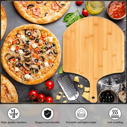 Gerrii 9 Pcs Wooden Pizza Peel 15.75 Inches Bamboo Pizza Peel Cutting Board pie Platters Paddle Spatula with Handle for Baking Oven Vegetables Fruits Cheese Board Homemade Kitchen Accessory