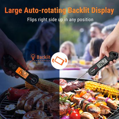 TempPro TP19H Waterproof Digital Meat Thermometer with Ambidextrous Backlit and Motion Sensing Cooking Food Thermometer for BBQ Grill Smoker Oil Fry Candy Thermometer (Previously ThermoPro)