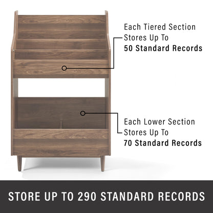 Crosley Furniture Liam 2-Piece Turntable Record Player Stand and Vinyl Storage, Mid Century Modern, Walnut