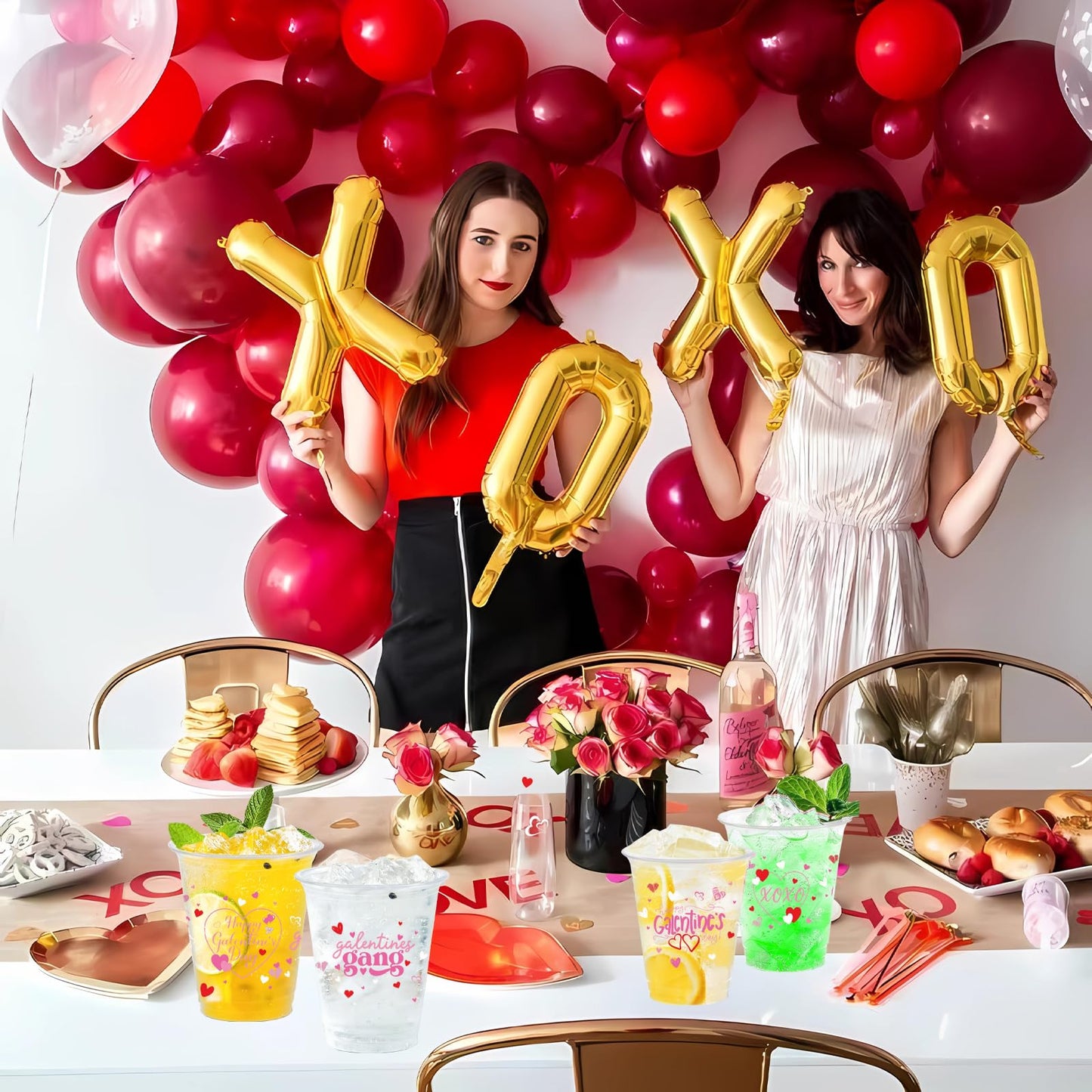 50 Pcs Galentines Day Plastic Cups 12oz Galentines Gang Disposable Clear Plastic Cups Girl Gang Valentines Day Decorations for Ladies Celebration Party Favor Girls Ladies Galentine Decor Supplies