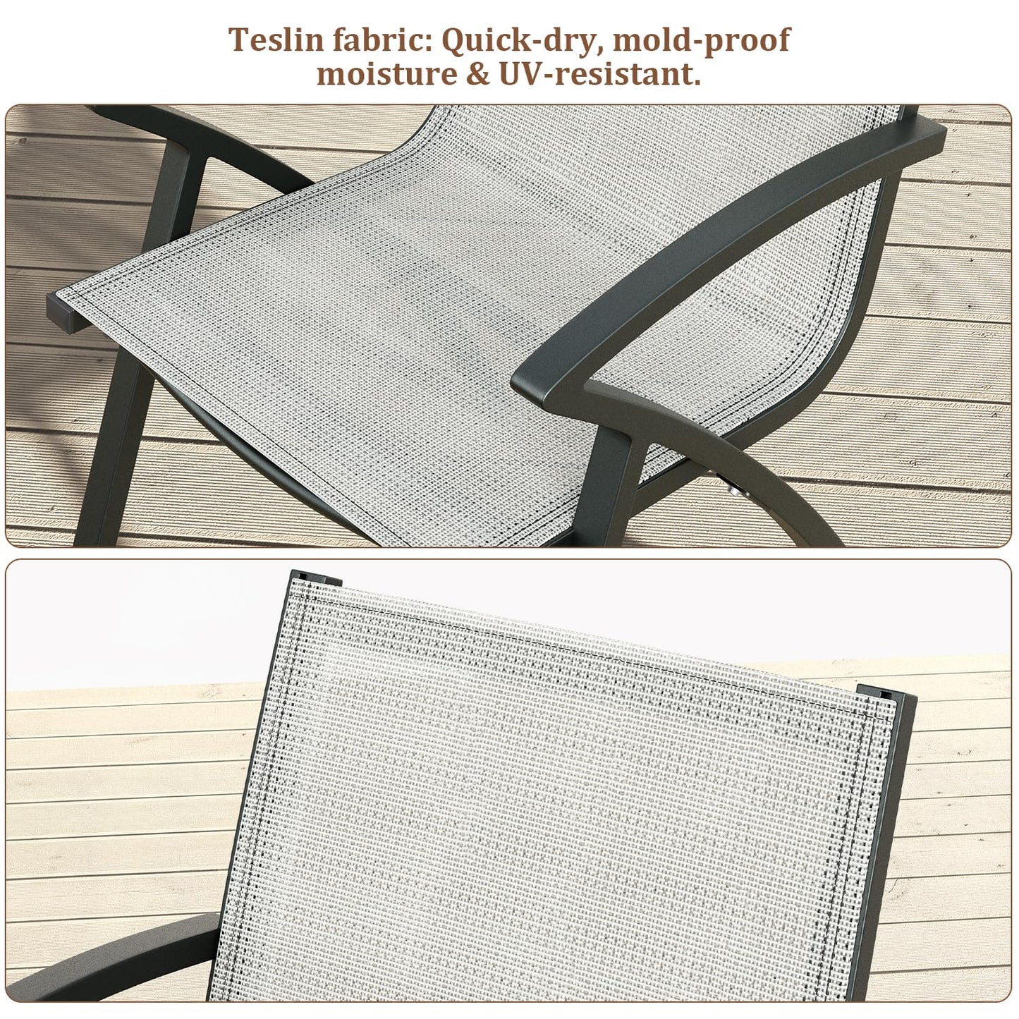 Patio Dining Chairs Set of 6, Outdoor Stackable Chairs with Metal Frame and Backrest, All Weather Breathable Patio Lawn Chair for Garden and Backyard