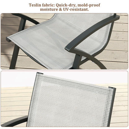 Patio Dining Chairs Set of 6, Outdoor Stackable Chairs with Metal Frame and Backrest, All Weather Breathable Patio Lawn Chair for Garden and Backyard