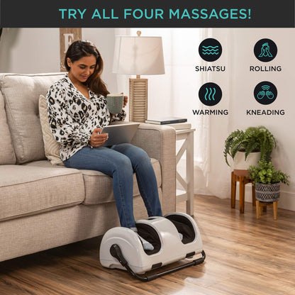 Best Choice Products Heated Shiatsu Foot Massager for Pain Relief, Plantar Fasciitis, Neuropathy, Blood Circulation w/Compact Design - Burgundy