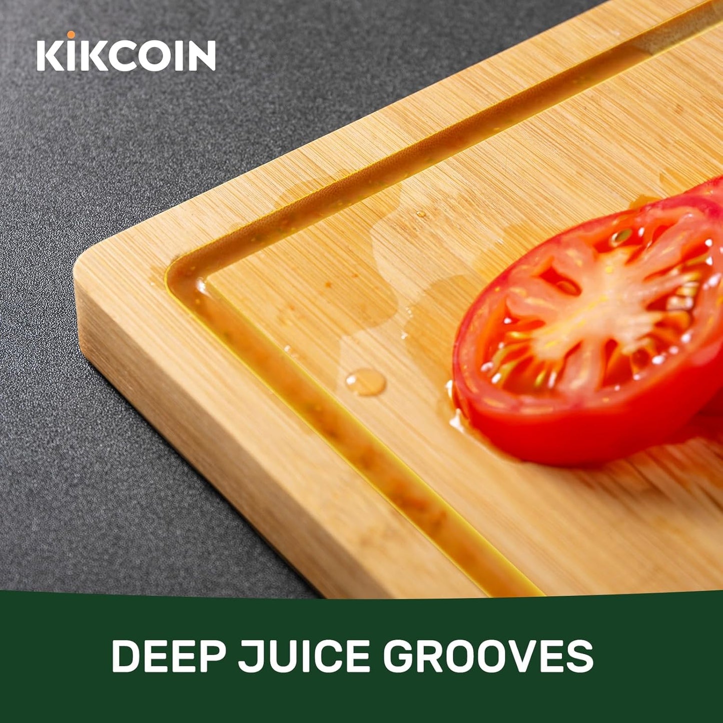 2418 Kikcoin Bamboo Cutting Boards for Kitchen, Wooden Healthy Cutting Boards for Charcuterie, Vegetables, Cheese