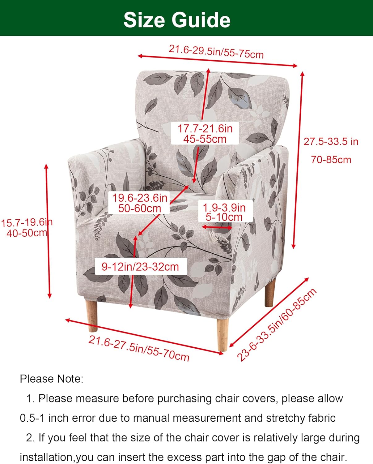 1-Piece Sofa,A19 CRFATOP Stretch Mid Century Modern Armchair Slipcover Accent Chair Covers with Arms Soft Chair