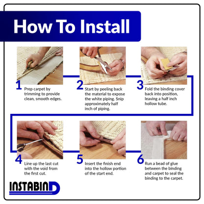Instabind 54 ft Roll Premium Carpet Edge Binding – Regular Style Carpet Edge Trim - Do-It-Yourself Glue On Rug Edging - Durable & Easy Finishing for Rug Edges - USA Made Flooring Products, Beige