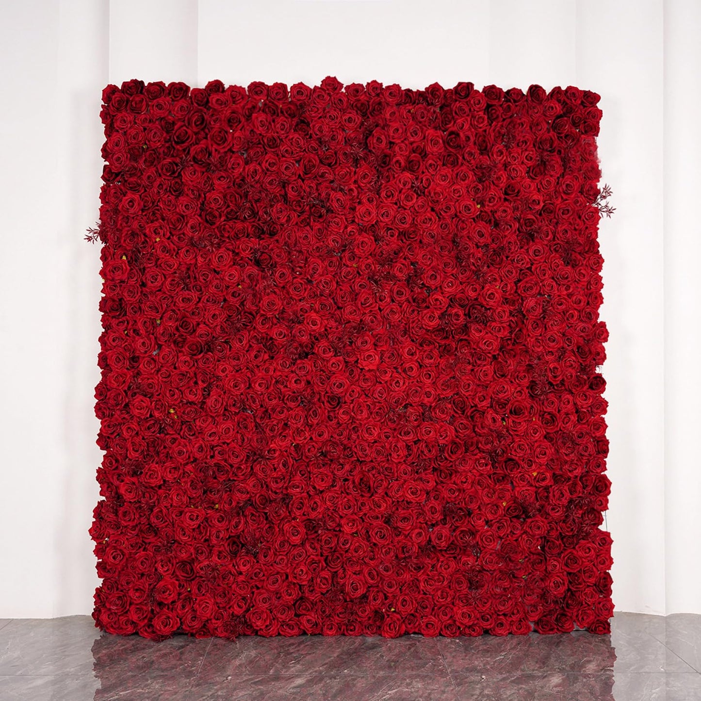 UYCVT Handmade Romantic Red Rose Wall Large Artificial Flower Wall Backdrop Panels, Rose Wedding Backdrop 3D Floral Wall Fabric Flower Wall for Party Baby Shower Bridal Wedding-1m*1m/3.28 * 3.28FT
