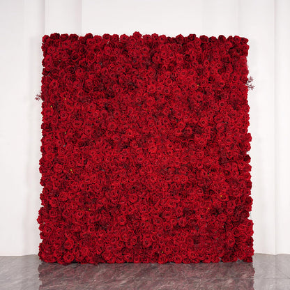 UYCVT Handmade Romantic Red Rose Wall Large Artificial Flower Wall Backdrop Panels, Rose Wedding Backdrop 3D Floral Wall Fabric Flower Wall for Party Baby Shower Bridal Wedding-1m*1m/3.28 * 3.28FT