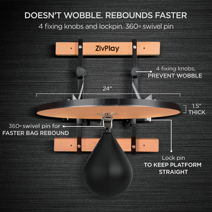 Speed Bag Platform Speed Bag Stand for Boxing Punching Practice Includes Height Adjustable Mount Speedbag and Air Pump 360° Swivel 24 Inch Board