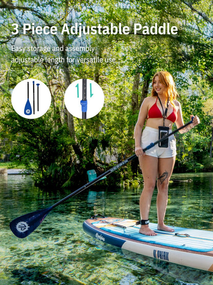 Niphean (Extra Large) Inflatable Paddle Board, SUP for 2+1 People/Family 500lbs Capacity Stand Up Paddle Board with SUP Accessories, StabilTrac Fin Non-Slip Paddleboard for Adults-Dark Gray