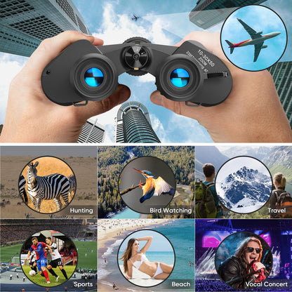 10-30x50 High Power Military Zoom Binoculars for Adults, Low Light Night Vision/Daily Waterproof / BAK7 Prism/FMC Lens, HD Professional Binoculars for Bird Watching, Hunting, Outdoor, Hiking.