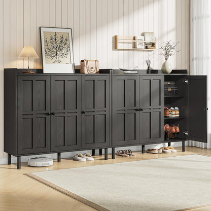 ONBRILL Shoe Cabinet with 3 Doors and Adjustable Shelves, 30 Pairs Shoe Storage Cabinet, 40 Inch Tall Farmhouse Shoe Rack Shoe Organizer Cabinet for Entryway Living Room Closet, Black