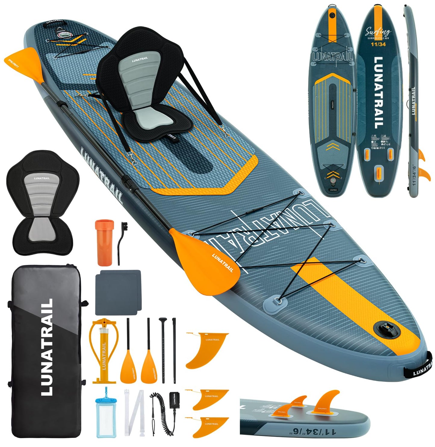 【11'×34"】 Extra Long/Extra Wide Premium Inflatable Stand Up Paddle Board (SUP) – Portable & Lightweight for Yoga, Surfing, Family Fun | Complete Kit with Paddle, Pump, Bag | Durable Design