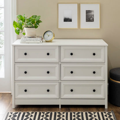 Walker Edison Tahnee 6-Drawer Solid Wood Dresser, 47 Inch, White