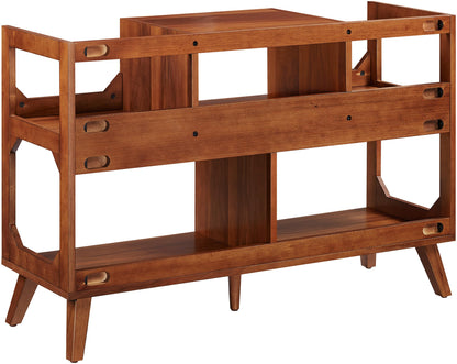 Crosley Furniture Asheville Mid-Century Modern Media Console Record Player Stand, Storage for Vinyl Records, Large, Walnut