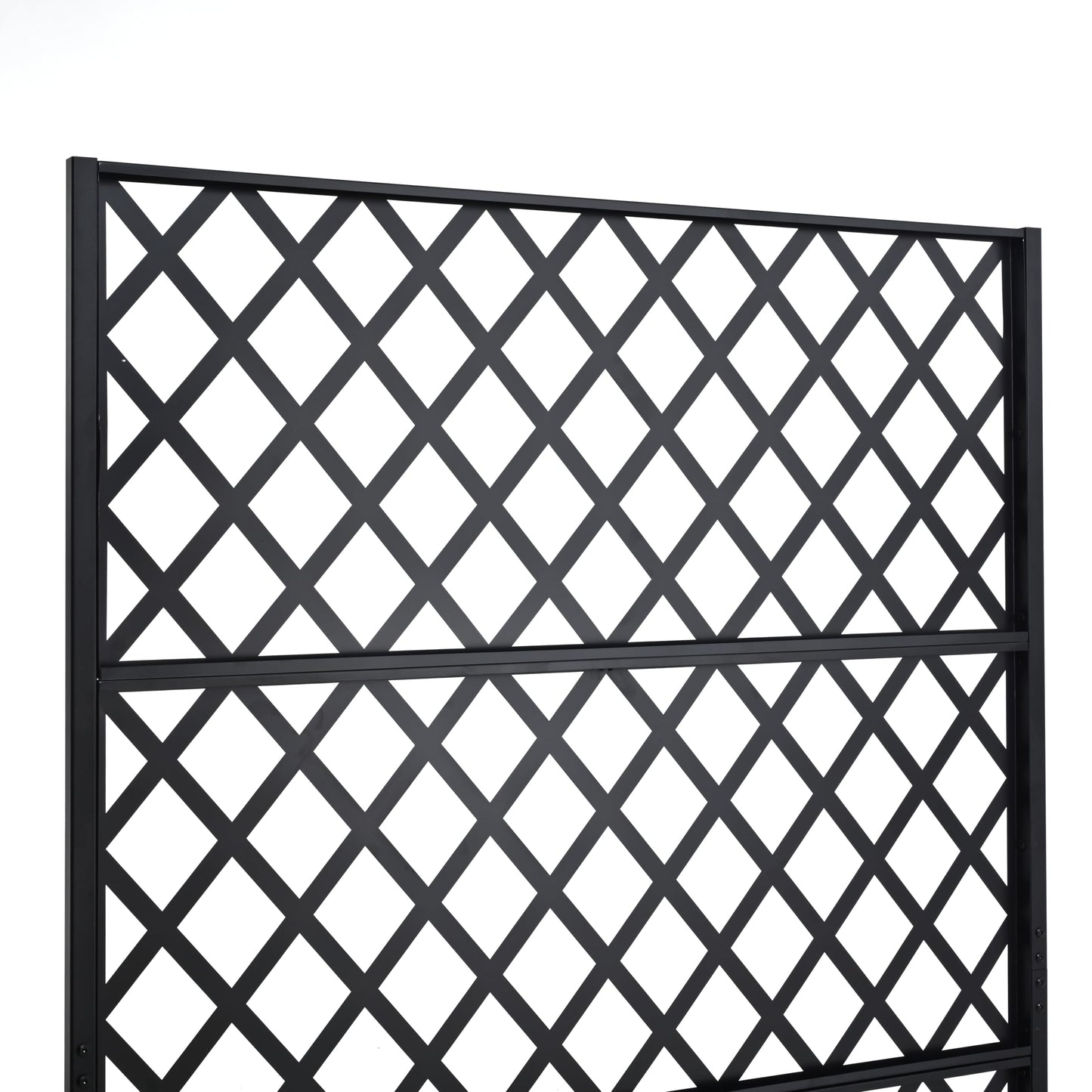 KEIKI 73"x47"x16" Metal Planter Trellis Box with Wheels & Drain Plug, Outdoor Resin Raised Garden Bed for Climbing Plants, Large Weather-Resistant Design, Black