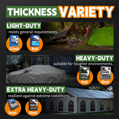 RAINDEWAY 30x50 Feet Tarp, Green Large Tarps,5.5 Mil Thick,Multipurpose Waterproof Poly Tarps Cover with Metal Grommets and Reinforced Edges