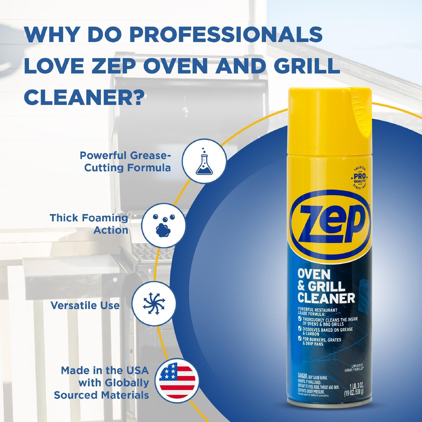 Zep Heavy-Duty Oven and Grill Cleaner - 19 oz (Case of 2) ZUOVGR19 - Dissolves Grease on Contact, on Burners, Grates and Drip Pans