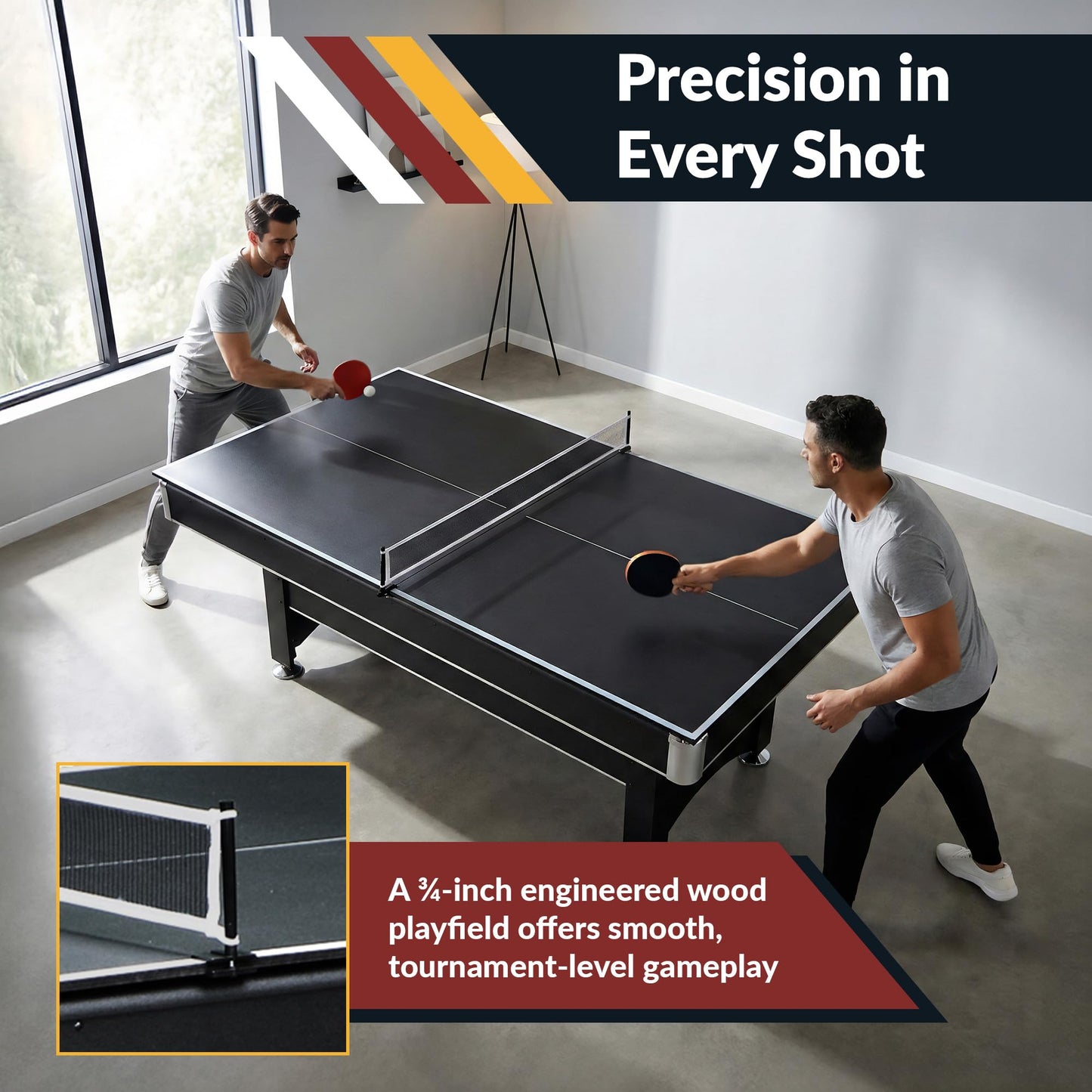 Hathaway Spartan 2-in-1 6ft Pool Table with Ping Pong Top for Game Room – With Red Felt, Engineered Wood Frame, Drop Pockets, Cues, Balls, Triangle, Chalk, Net, Paddles, Balls – Black Finish