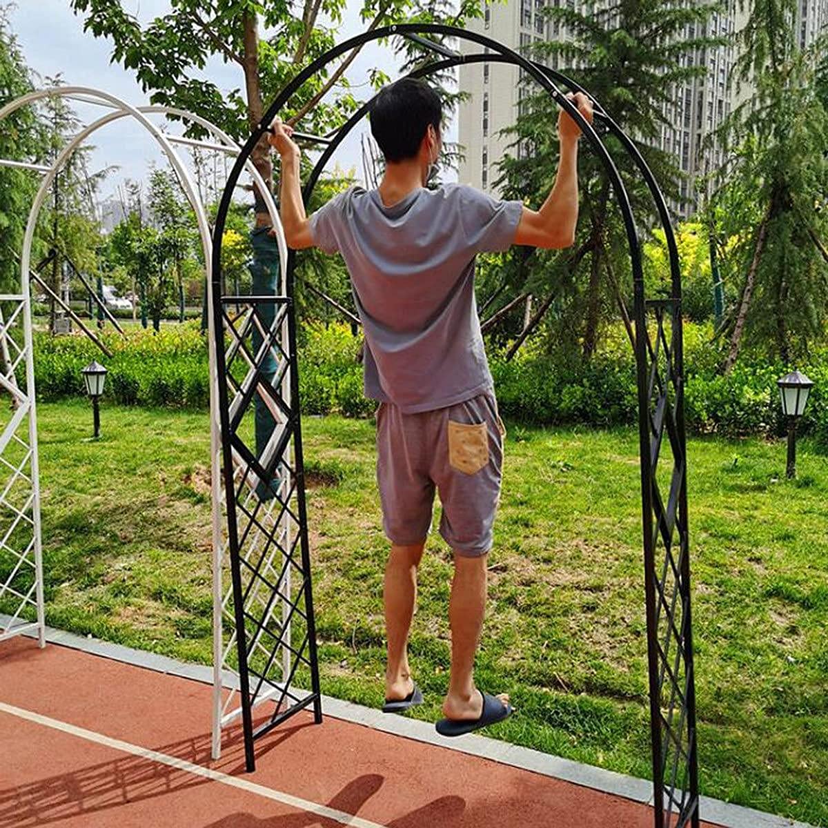Extra Wide Galvanized Garden Arch Trellis for Wedding Climbing Plants 180x230cm (Black 340x230cm)