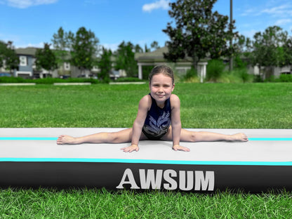 AWSUM 13ft x 3.3ft x 8inches Inflatable Gymnastics Training Mat Air Tumbling Mat Tumble Tracks with Electric Air Pump for Water/Gym/Yoga