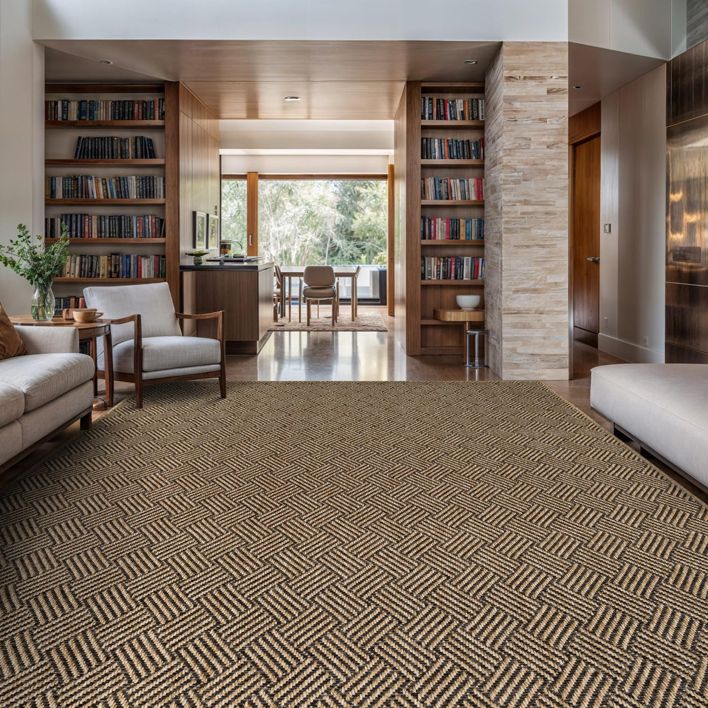 Luul Home Easy Jute Rugs 10x14 Herringbone Natural Color Living Room Indoor Outdoor Area Rug for Patio and Kitchen Rug High Traffic Washable Easy to Clean Solid Boho Woven Design Carpet (10 x 14)