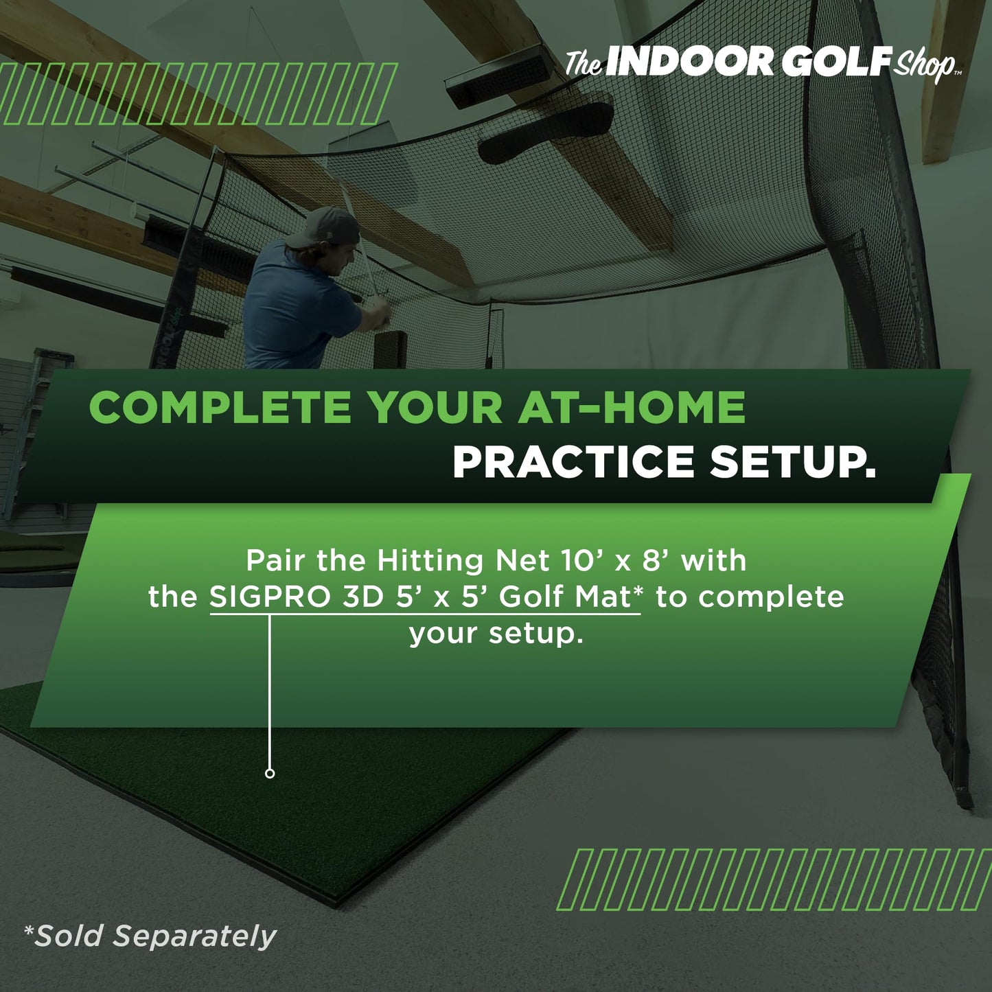 The Indoor Golf Shop - Golf Net 10' x 8' with Impact Screen Knotless Golf Hitting Net with Simulator Screen for Indoor and Outdoor Practice - Arrives Ready to Assemble and Use
