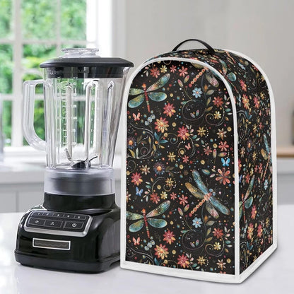 Floral Dragonfly Kitchen Appliance Cover, Anti-Fingerprint Fabric, Stand Mixer or Coffee Maker with Top Handle