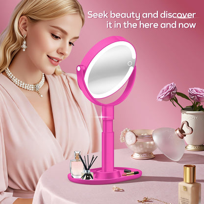 B Beauty Planet Makeup Mirror with Lights, Lighted Magnifying Mirror 30X with 3 Lighting and Adjustable Brightness, 2-Sided Height Adjustable Vanity Mirror for Bathroom, Gifts for Women White