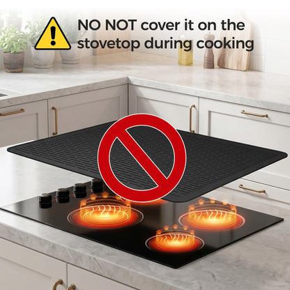 YUHFERA Stove Top Cover for Electric Stove - Silicone Stove Mat for Glass Top, Glass Cooktop Protector For Kitchen,Multi-functional Oven Covers for Electric Stove (Black,28 x 20)