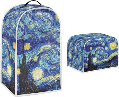 Van Gogh Starry Night Toaster Cover, Kitchen Small Appliance Dust Cover Set of 2 for Stand Mixer and Coffee Maker