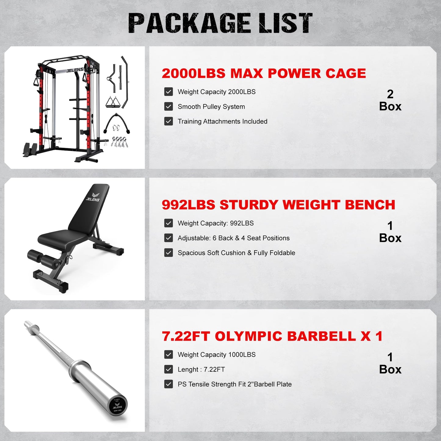 JELENS C21 Power Cage, 2000LBS Multi-Function Power Rack with Independent Dual Pulley System, All-in-One Squat Rack for Cable Crossover, Home Gym Workout Machine (Red, C21 Power Cage (Home Gym))
