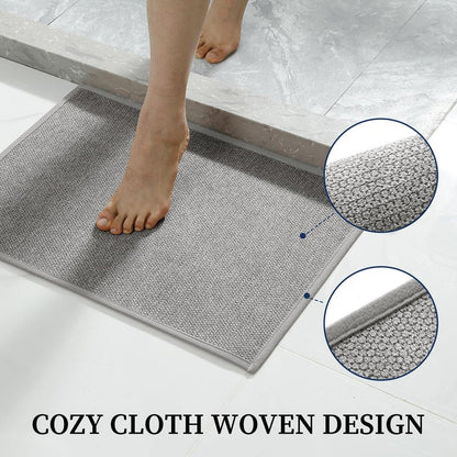 YIHOUSE Gray Bathroom Rugs Sets 3 Piece, Quick Dry Thin Bath Mat with Toilet Rug, Non Slip Absorbent Machine Washable, Bath Runner Rugs for Bathtub Sink Home Decor