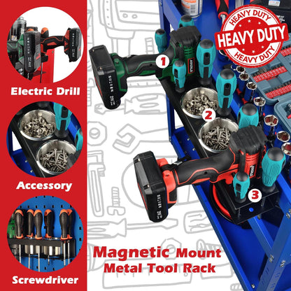 ULIBERMAGNET Power Tool Organizer Rack - Heavy Duty Magnetic Wall Mount for Spray Bottles & Tools | Garage Storage Solution