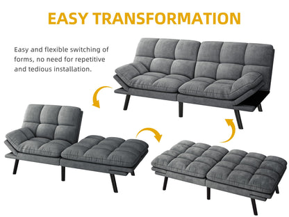 YITAHOME Convertible Futon Sofa Bed, 70" Folding Futon Set for Living Room Home Office Aprtment, Modern Futon Couch with Adjustable Backrest & Armrests, Recliner Lounge, Loveseat Sofa