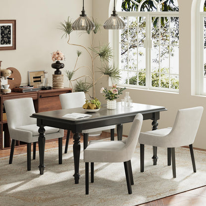 MALOL Dining Chairs Set of 4, Upholstered Corduroy Dining Room Chair with Wood Legs, Mid-Back Padded Kitchen Side Chairs for Dining Room, Beige
