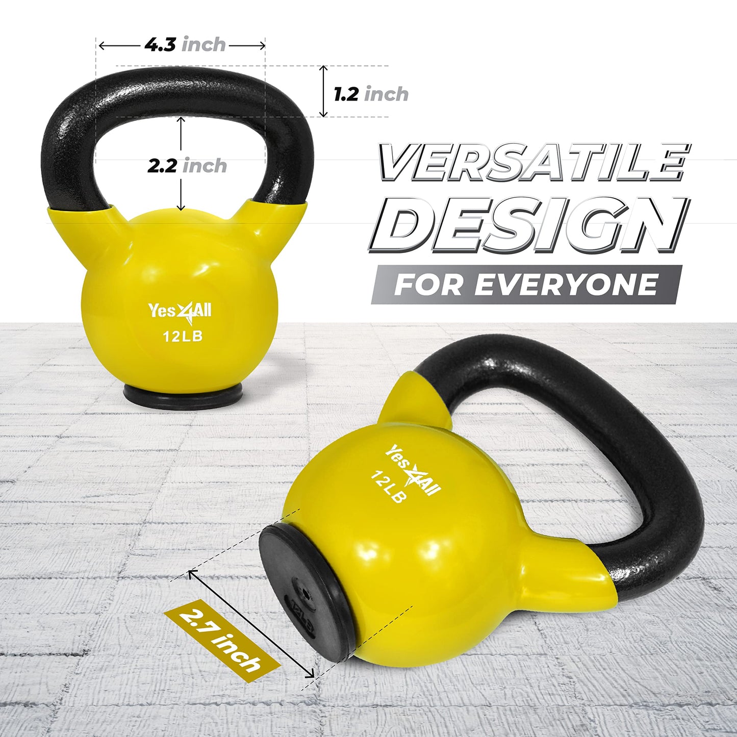 Yes4All Kettlebells Rubber Base, Kettlebell Set for Women, Strength Training Kettlebells Weights (10-65 lbs)