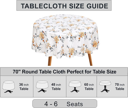 RUVANTI Round Tablecloth 70 Inch, 100% Cotton Stain Resistant Washable for Kitchen, Dining, Parties