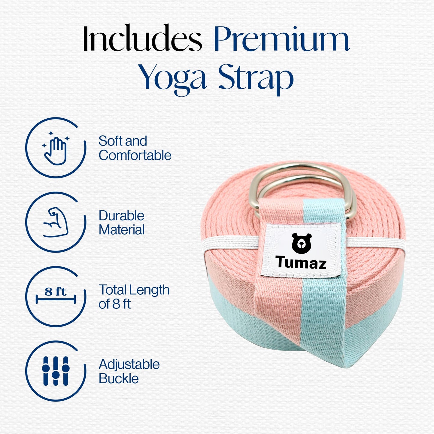 Tumaz Non-Slip Yoga Blocks 2-Pack - High Density/Lightweight EVA Foam & Natural Cork for Stability, Premium Set with E-Book Included