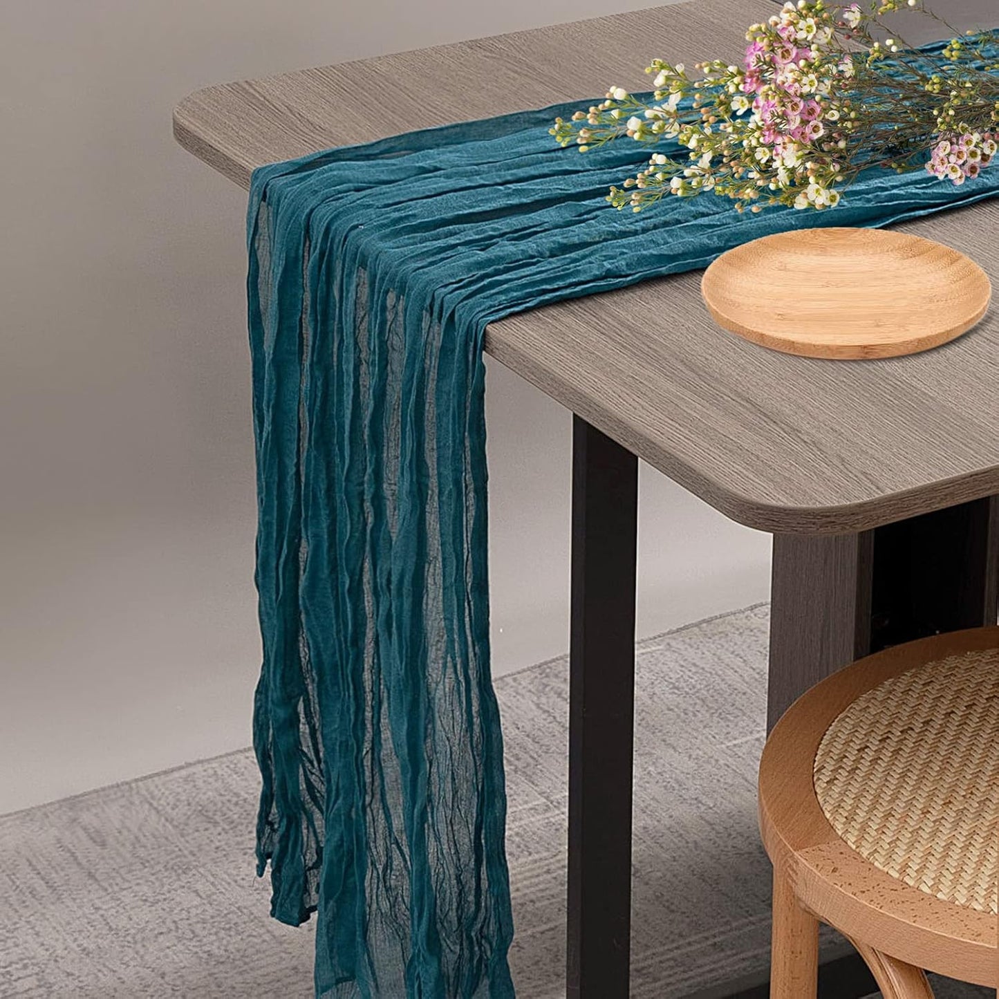 35 157 Inch Teal Cheesecloth Table Runner - x Gauze Boho Table Runner for Wedding, Baby Showers & Parties