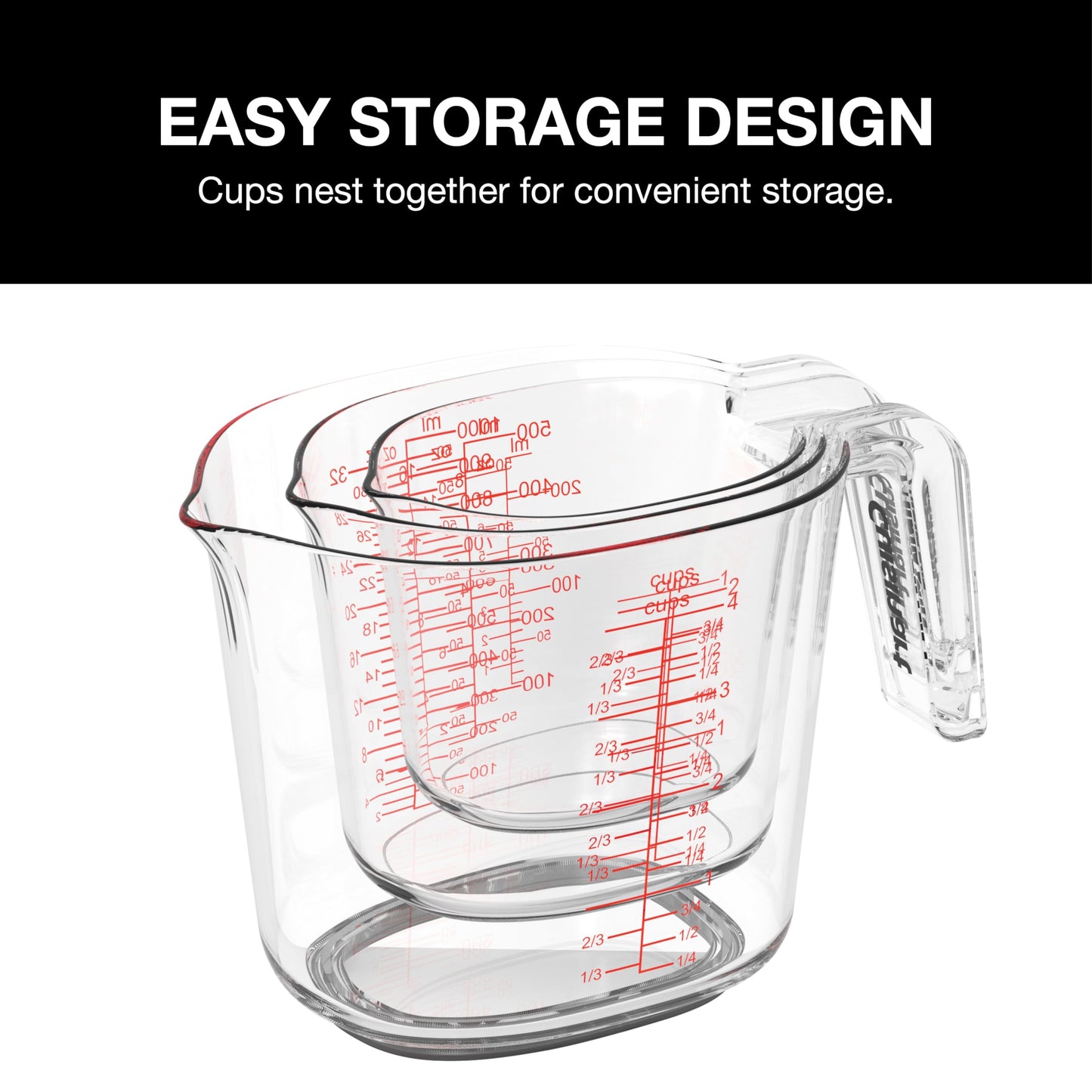 Cuisinart Nesting Liquid Measuring Cups, Clear, 3-Piece, CTG-00-3MC